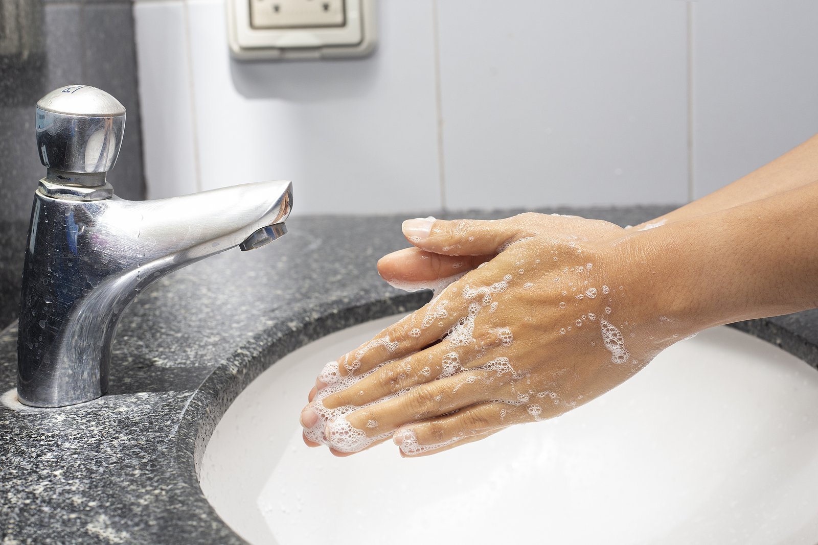 close up woman use soap and washing hands