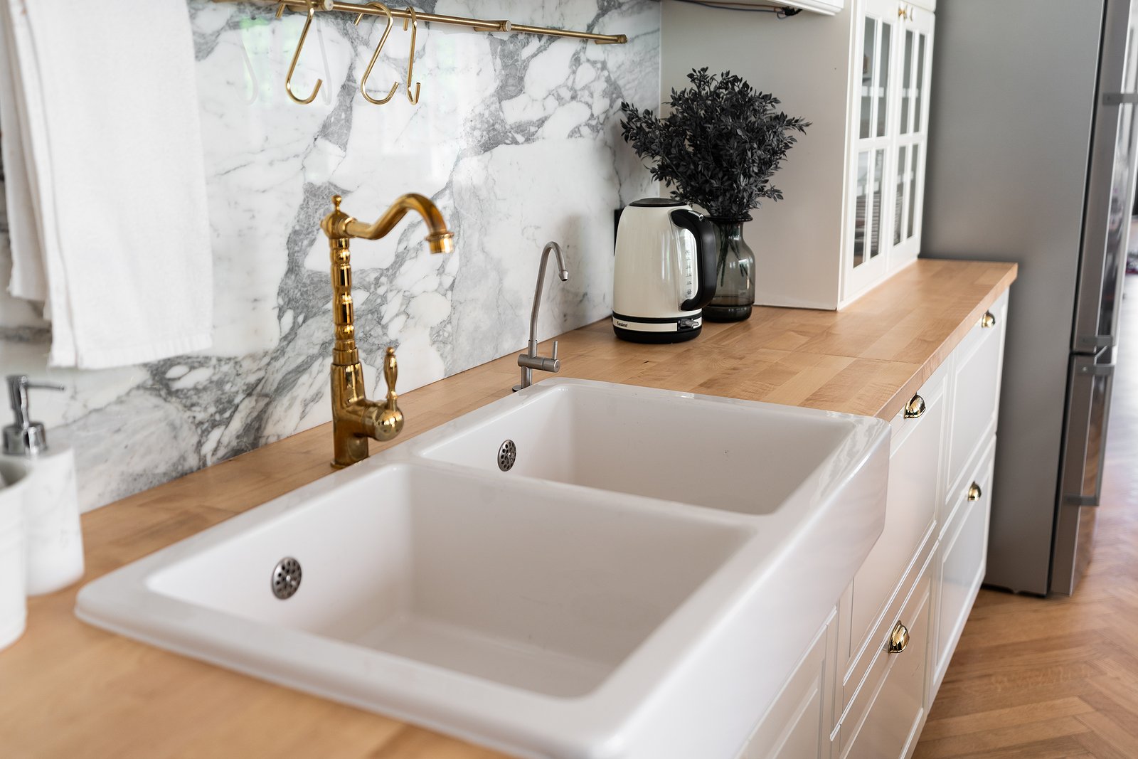 Modern Classic Kitchen Interior With Kitchen Appliances And Whit
